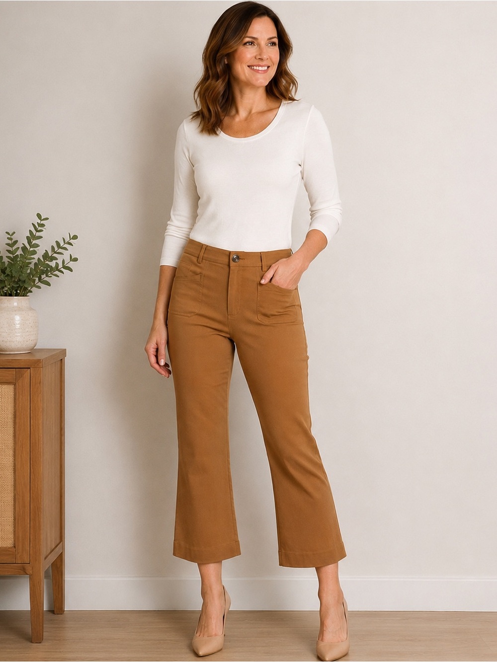 Jules & Leopold Camel Millennium Stretch Crop Pants Small